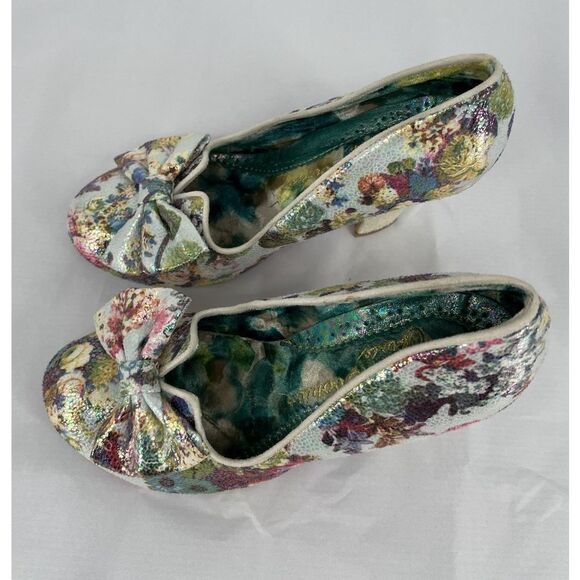 Irregular Choice Nick Of Time Floral Sparkling Cream Heels Size 41 US 10 - Picture 8 of 16